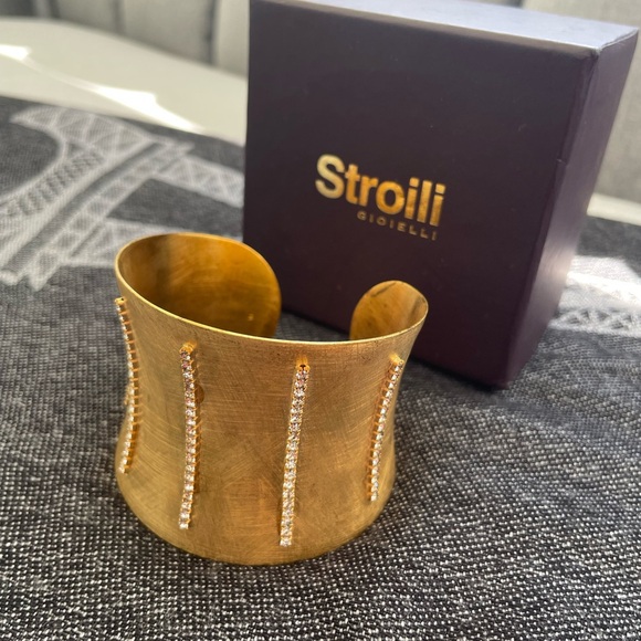 Vintage Italian cuff bracelet gold plated by Stroili - Picture 5 of 7